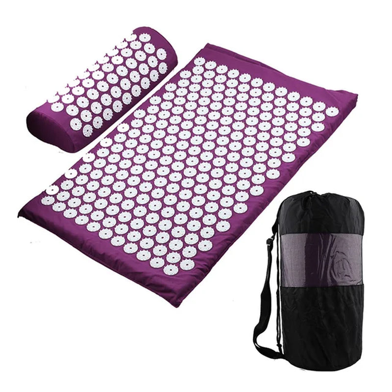 Acupressure Yoga Mat Massage Cushion Pillow Acupuncture Relieve Stress Back Body Pain Spike Mat with Carry Bag for Men Women